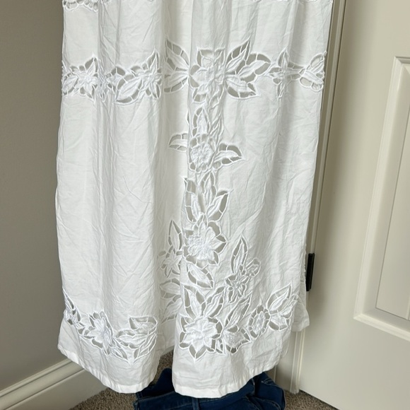 Anthropologie Vineet Bahl Sleeveless V Neck
Floral Cutwork Midi Dress White MNEW - Picture 8 of 16